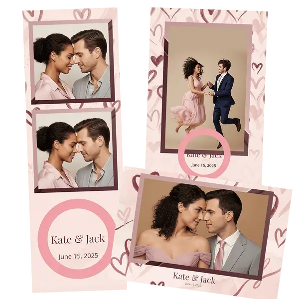 Design photobooth Minimal Blush Romance pour Vivabox et Miroir