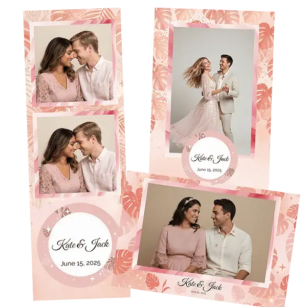 Design photobooth Blush Tropical Boho Wedding pour Vivabox et Miroir