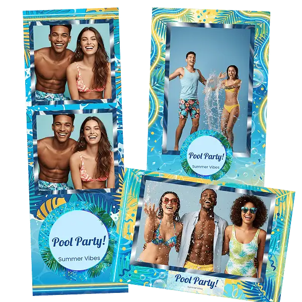 Design photobooth Summer Pool Party Splash pour Vivabox et Miroir