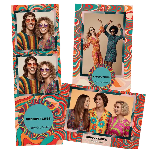 Design photobooth Psychedelic 60s Waves pour Vivabox et Miroir