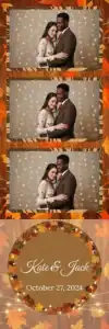 Variante bande 2x6, 3 photos et orientation paysage du design photobooth Wooden Leaves String Lights Wedding pour Vivabox
