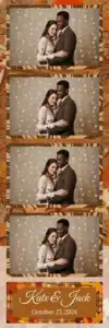 Variante bande 2x6, 4 photos et orientation paysage du design photobooth Wooden Leaves String Lights Wedding pour Vivabox