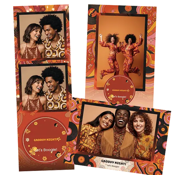 Design photobooth Groovy 70s Disco Night pour Vivabox et Miroir