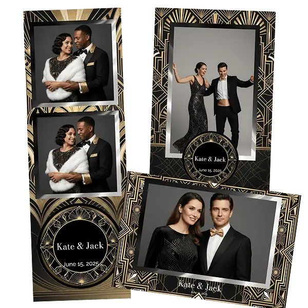Design photobooth Art Deco Gold Wedding pour Vivabox et Miroir
