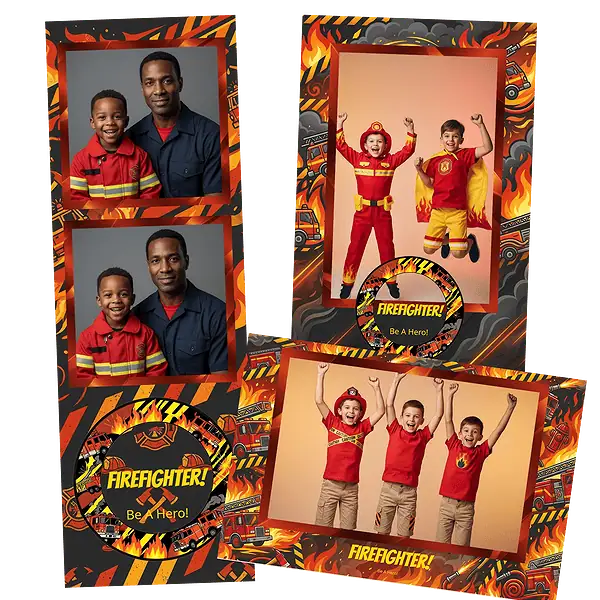 Design photobooth Blazing Firefighter Hero pour Vivabox et Miroir