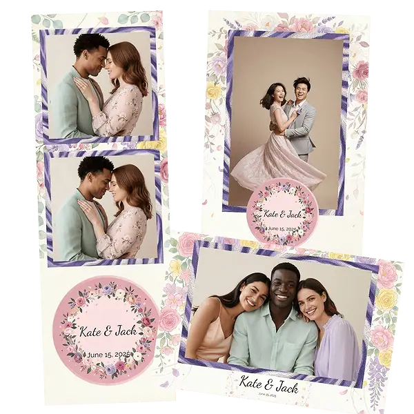 Design photobooth Soft Pastel Floral Arch pour Vivabox et Miroir
