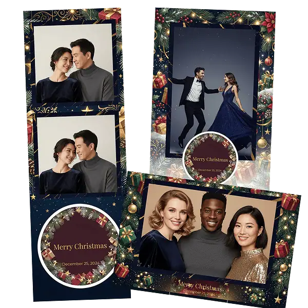 Design photobooth Elegant Starry Christmas Night pour Vivabox et Miroir