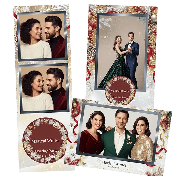 Design photobooth Magical White Christmas pour Vivabox et Miroir