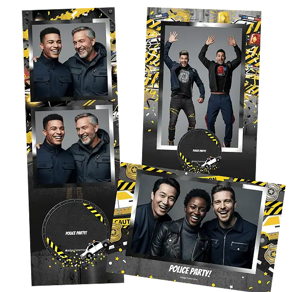 Design photobooth Bold Police Party pour Vivabox et Miroir