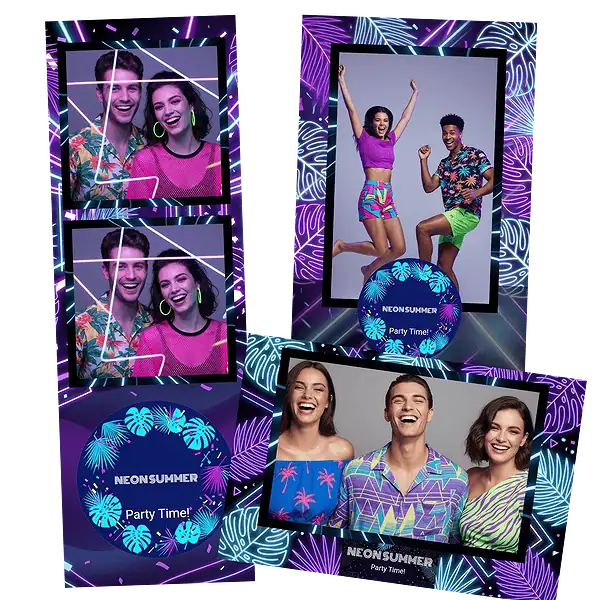 Design photobooth Neon Summer Tropical Party pour Vivabox et Miroir
