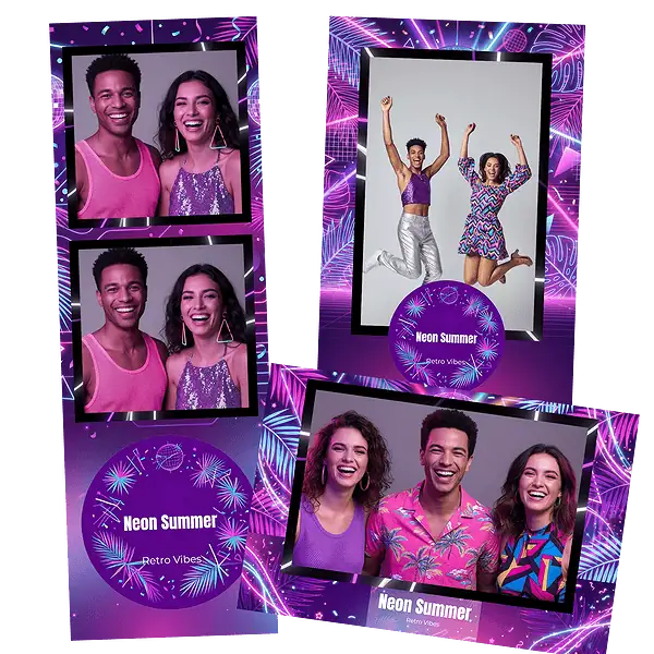 Design photobooth Neon Summer Disco pour Vivabox et Miroir