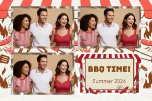 Variante format paysage 6x4, 3 photos et orientation paysage du design photobooth Red Checkered Barbecue Awning pour Vivabox