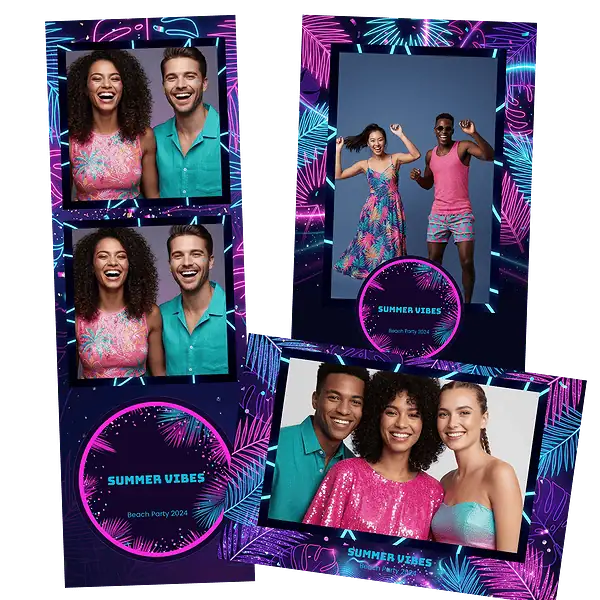 Design photobooth Neon Tropical Summer Night pour Vivabox et Miroir