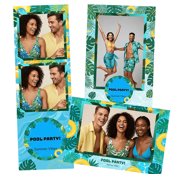Design photobooth Tropical Pool Party pour Vivabox et Miroir