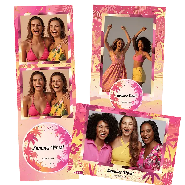 Design photobooth Vibrant Pink Tropical Summer pour Vivabox et Miroir