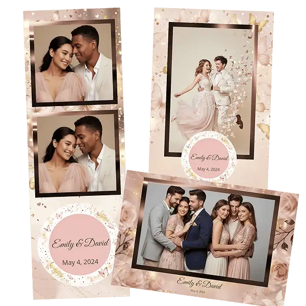 Design photobooth Romantic Blush Butterflies pour Vivabox et Miroir