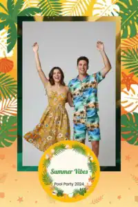 Variante format portrait 4x6, 1 photo et orientation portrait du design photobooth Sunny Tropical Summer Beach pour Miroir Magique