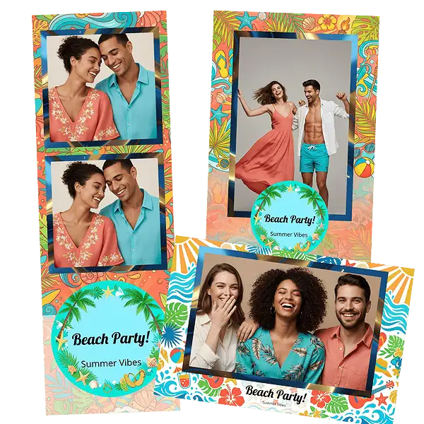 Design photobooth Blue Beach Shells Party pour Vivabox et Miroir