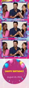 Variante bande 2x6, 3 photos et orientation paysage du design photobooth Colorful Balloons Birthday Confetti pour Vivabox