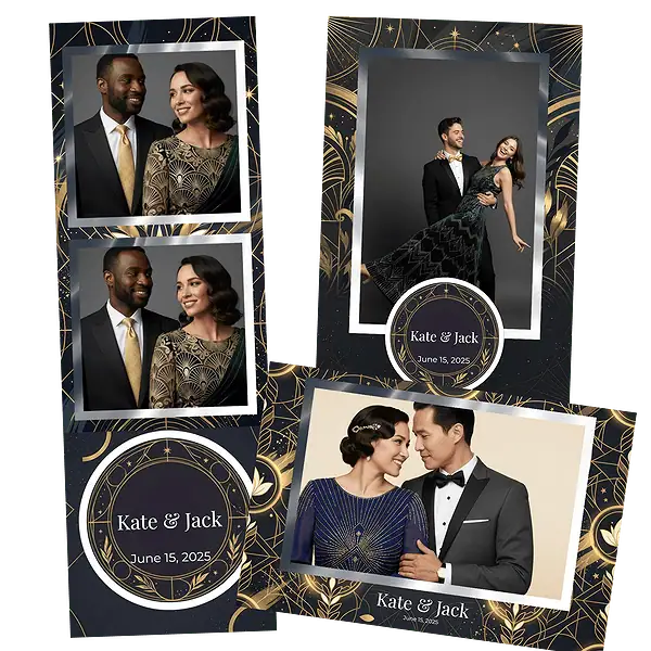 Design photobooth Dark Art Deco Wedding pour Vivabox et Miroir