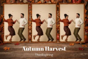 Variante format paysage 6x4, 3 photos et orientation portrait du design photobooth Rustic Autumn Harvest pour Vivabox