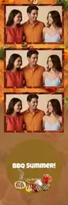 Variante bande 2x6, 3 photos et orientation paysage du design photobooth Red Pepper Grill Birthday pour Vivabox