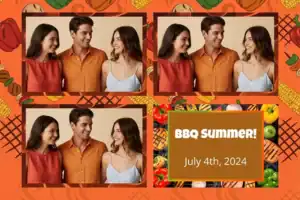 Variante format paysage 6x4, 3 photos et orientation paysage du design photobooth Red Pepper Grill Birthday pour Vivabox