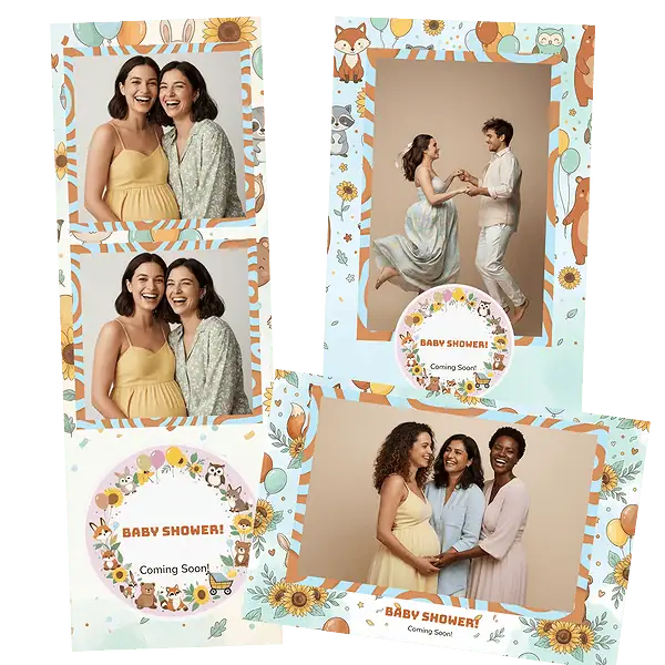 Design photobooth Woodland Creatures Sunflowers pour Vivabox et Miroir