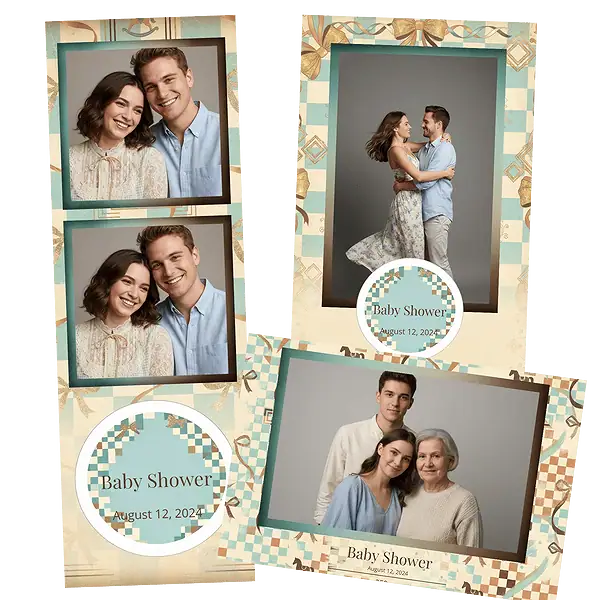 Design photobooth Vintage Blue Checkered pour Vivabox et Miroir
