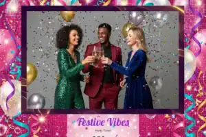 Variante format paysage 6x4, 1 photo et orientation paysage du design photobooth Colorful Confetti Clown Birthday pour Vivabox
