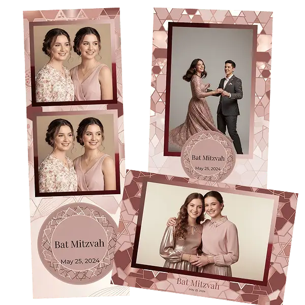Design photobooth Rose Gold Geometric Bat Mitzvah pour Vivabox et Miroir