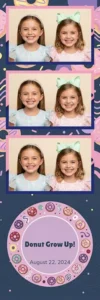 Variante bande 2x6, 3 photos et orientation paysage du design photobooth Playful Pastel Donut Birthday pour Vivabox