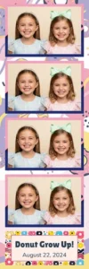 Variante bande 2x6, 4 photos et orientation paysage du design photobooth Playful Pastel Donut Birthday pour Vivabox
