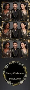 Variante bande 2x6, 3 photos et orientation paysage du design photobooth Glamorous Black Gold Snowflake Holiday pour Vivabox