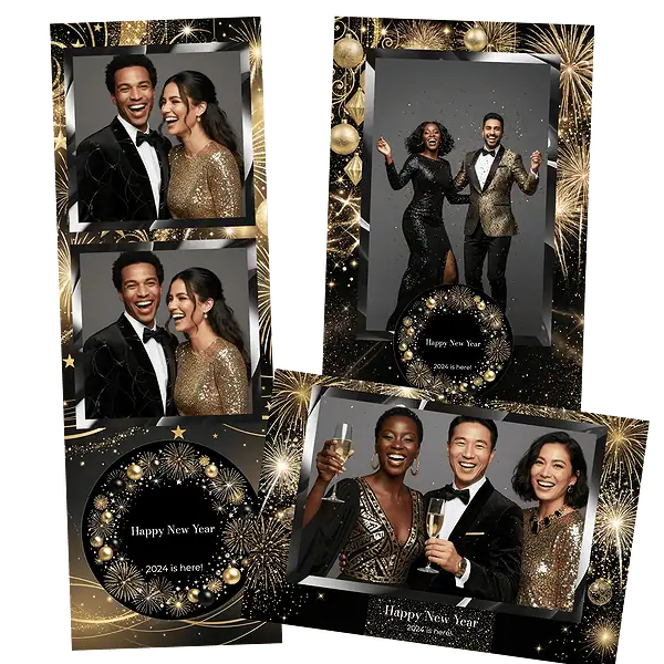 Design photobooth Glamorous Gold Countdown pour Vivabox et Miroir