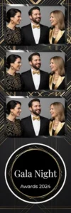 Variante bande 2x6, 3 photos et orientation paysage du design photobooth Elegant Dark Gala Night pour Vivabox