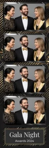 Variante bande 2x6, 4 photos et orientation paysage du design photobooth Elegant Dark Gala Night pour Vivabox