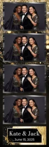 Variante bande 2x6, 4 photos et orientation paysage du design photobooth Glamorous Black And Gold Sparkle pour Vivabox