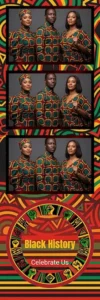 Variante bande 2x6, 3 photos et orientation paysage du design photobooth Black History Month Heritage pour Vivabox