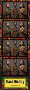 Variante bande 2x6, 4 photos et orientation paysage du design photobooth Black History Month Heritage pour Vivabox
