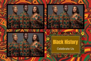 Variante format paysage 6x4, 3 photos et orientation paysage du design photobooth Black History Month Heritage pour Vivabox