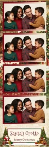 Variante bande 2x6, 4 photos et orientation paysage du design photobooth Classic Red Santas Grotto pour Vivabox