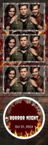 Variante bande 2x6, 3 photos et orientation paysage du design photobooth Rustic Horror Night pour Vivabox