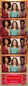 Variante bande 2x6, 4 photos et orientation paysage du design photobooth Black Fireworks Birthday Confetti pour Vivabox