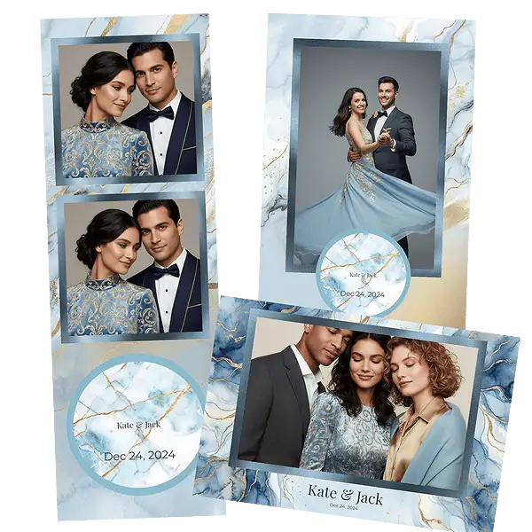 Design photobooth Elegant Blue Marble Gold pour Vivabox et Miroir