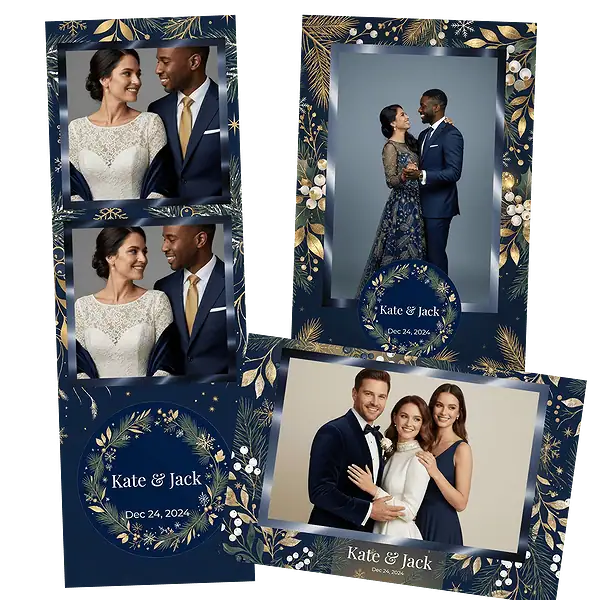 Design photobooth Navy Winter Pine Wedding pour Vivabox et Miroir