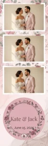 Variante bande 2x6, 3 photos et orientation paysage du design photobooth Romantic Pink Roses pour Vivabox