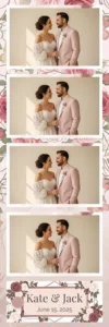 Variante bande 2x6, 4 photos et orientation paysage du design photobooth Romantic Pink Roses pour Vivabox