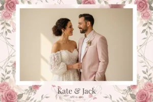 Variante format paysage 6x4, 1 photo et orientation paysage du design photobooth Romantic Pink Roses pour Vivabox