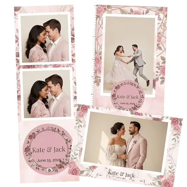 Design photobooth Romantic Pink Roses pour Vivabox et Miroir